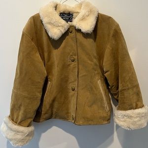 Penny Lane Faux Shearling and Genuine Leather Collar and Cuffs Vintage Jacket
